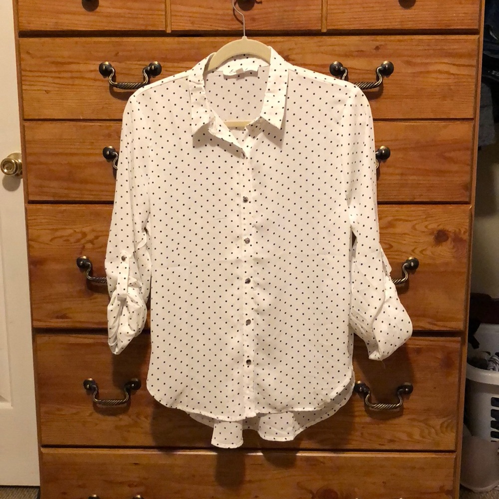 Black and White Polka Dot Button Up